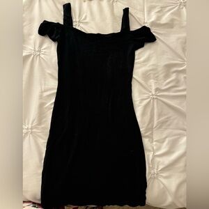 Garage Off the shoulder black bodycon dress